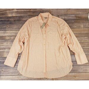 Chicos Womens Half Placket Long Sleeve Shirt Pindot Blush Peach Size‎ 4 New